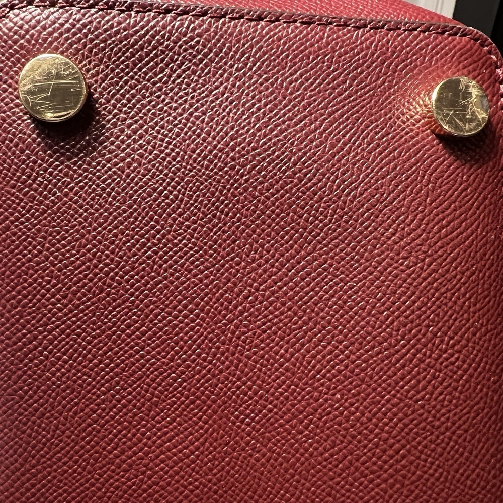 Michael Kors Jet Set Travel Leather Tote Lrg Shoulder Bag Maroon Red MK Logo EUC - Picture 7 of 12